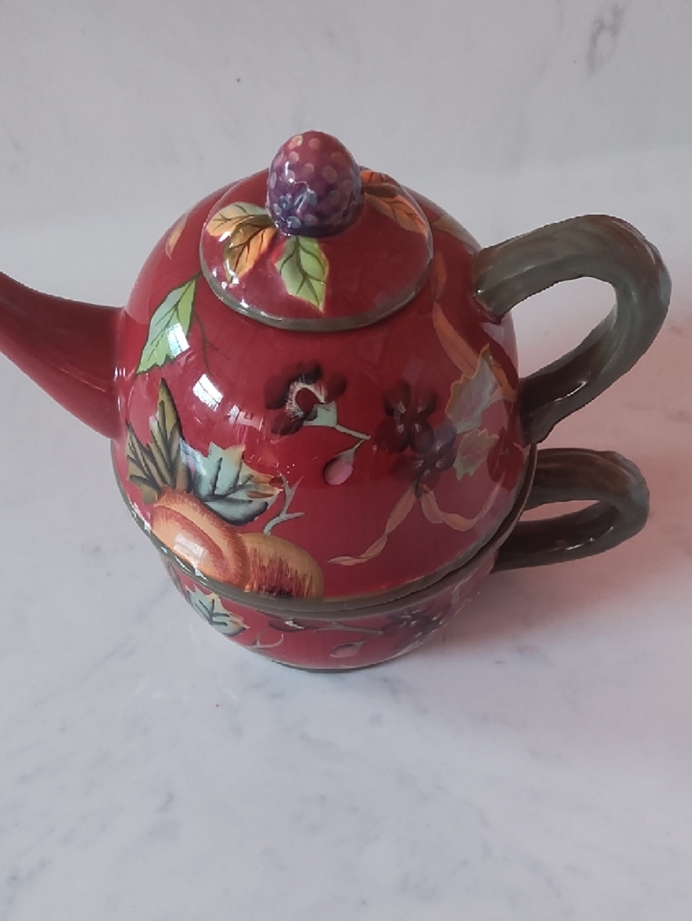 Teapot with Tea Cup Hand-Painted By Octavia Hill Collection By Tracy Potter